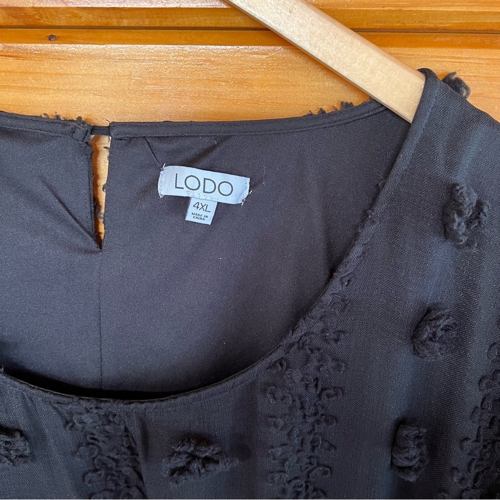 Lodo Kervology Long Sheer Ballon Sleeves Black Round Neck Embellished Dress 4XL - Picture 3 of 5